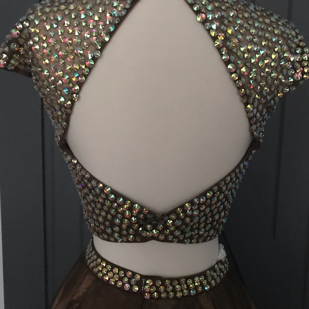 Two piece brown Sherri Hill never worn or altered